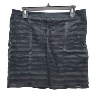 Ann Taylor Women's Black Caged‎ Mesh Stripe Lined Career Pencil Skirt Size 10